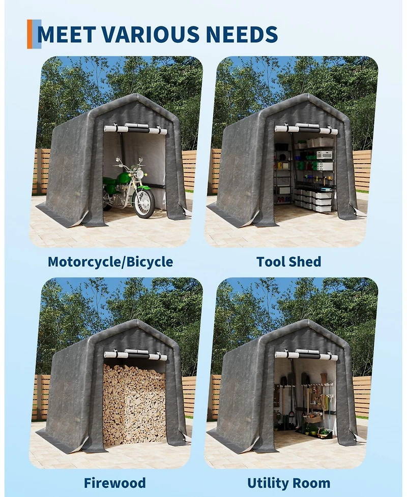 homfan 6x8 Ft Portable Outdoor Storage Shed with Roll-Up Door