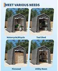 homfan 6x8 Ft Portable Outdoor Storage Shed with Roll-Up Door
