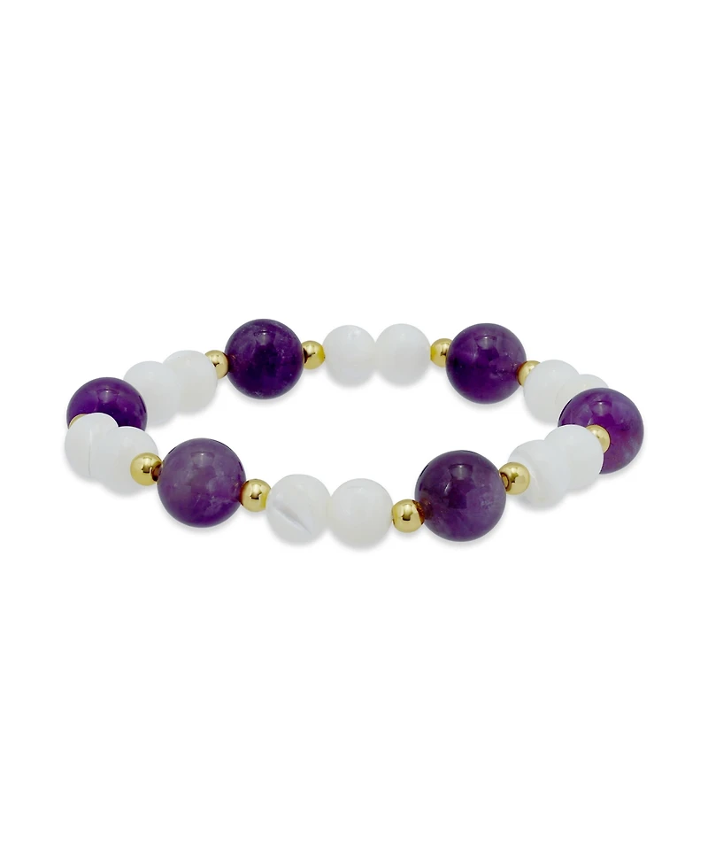 Macy's 14k Gold-Plated Over Brass Imitation Pearl Beads Stretch Bracelet