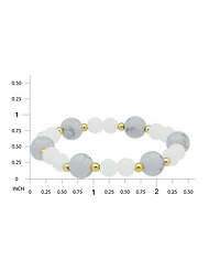 Macy's 14k Gold-Plated Over Brass Imitation Pearl Howlite Beads Stretch Bracelet