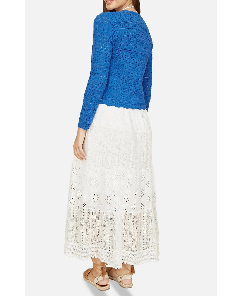 Yumi Women's Crochet Tie Front Cardigan
