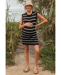 Pinkblush Maternity Black Striped Sweater Knit Sleeveless Dress