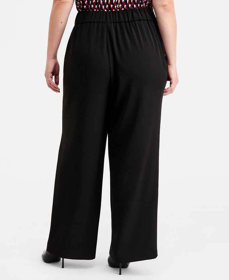 Anne Klein Plus Pleat-Front Wide Leg Pants