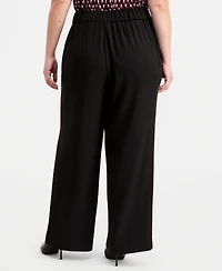 Anne Klein Plus Pleat-Front Wide Leg Pants