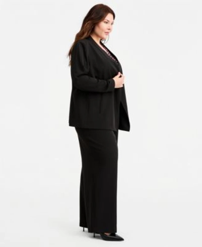Anne Klein Plus Size Open Front Jacket High Rise Wide Leg Pants