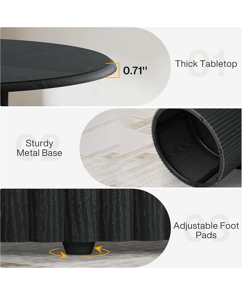 Tribesigns 47" Round Dining Table for 4, Farmhouse Kitchen with Metal Base