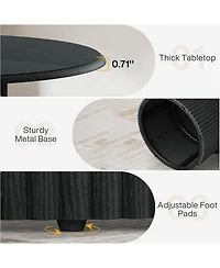 Tribesigns 47" Round Dining Table for 4, Farmhouse Kitchen with Metal Base