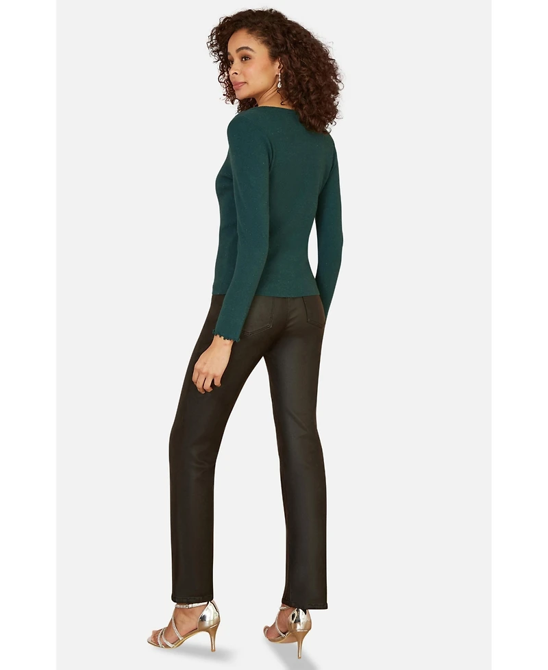 Yumi Women's Sparkle Long Sleeve Boatneck Knit Jumper