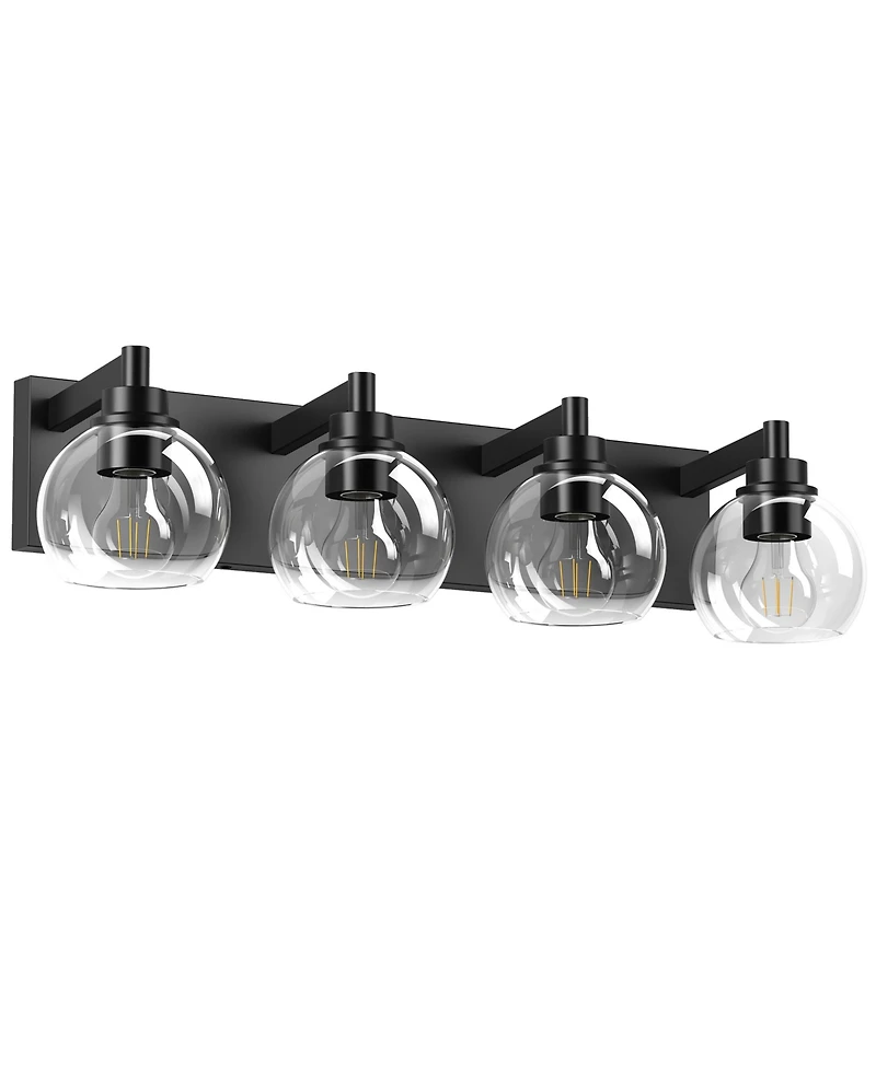 Busdays 4 Light Industrial Bathroom Vanity Light Glass Globe Shades Metal Base Wall Fixture Over Mirror Bulbs Not Included