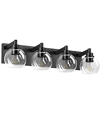 Busdays 4 Light Industrial Bathroom Vanity Light Glass Globe Shades Metal Base Wall Fixture Over Mirror Bulbs Not Included