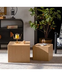 Streamdale Furniture Natural Wood Nesting Cube Coffee Table Set (Set of 2