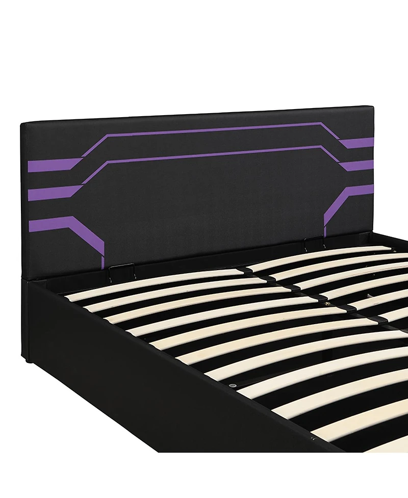 Streamdale Furniture Queen Size Hydraulic Storage Gaming Bed Frame, Cyberpunk Design