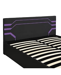 Streamdale Furniture Queen Size Hydraulic Storage Gaming Bed Frame, Cyberpunk Design