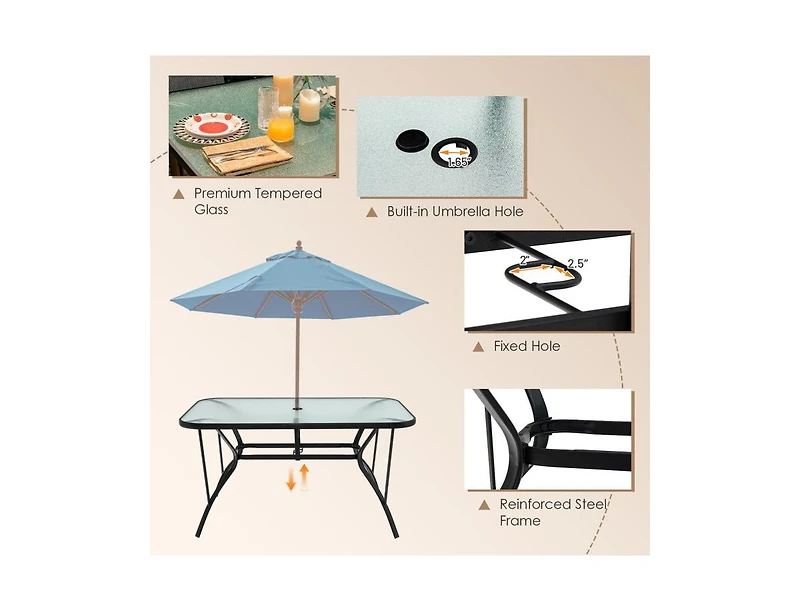 Mondawe 7-Piece Patio Dining Set with 6 Stackable Chairs
