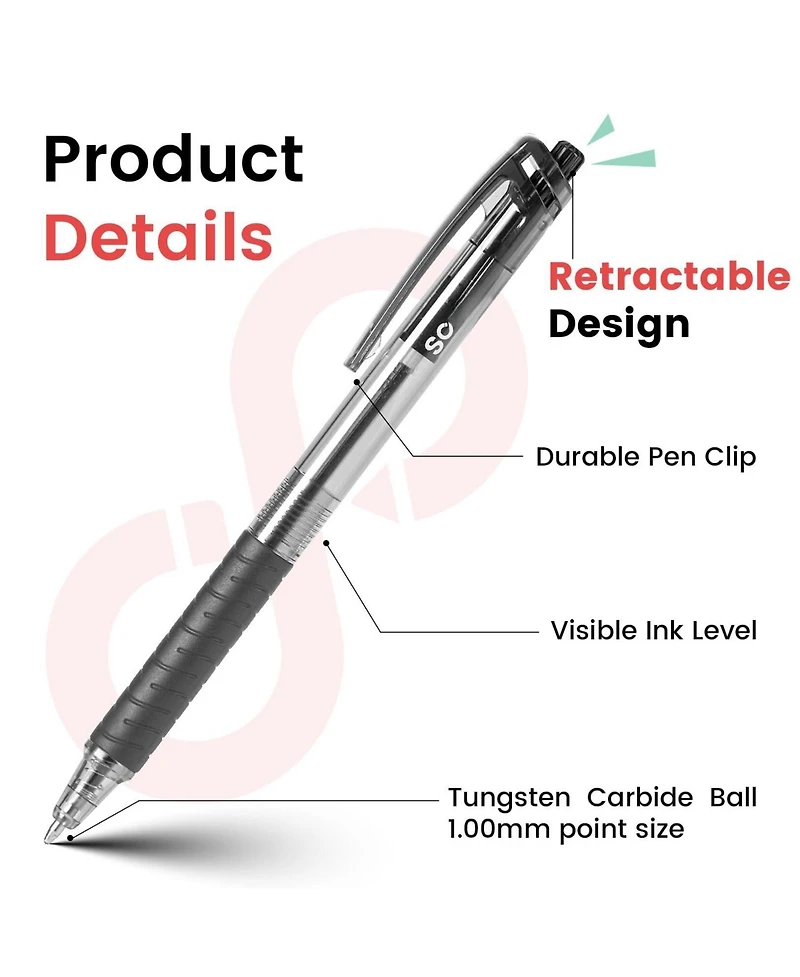 Gnuadz Ballpoint Pens Bulk Soft Grip Retractable Ink