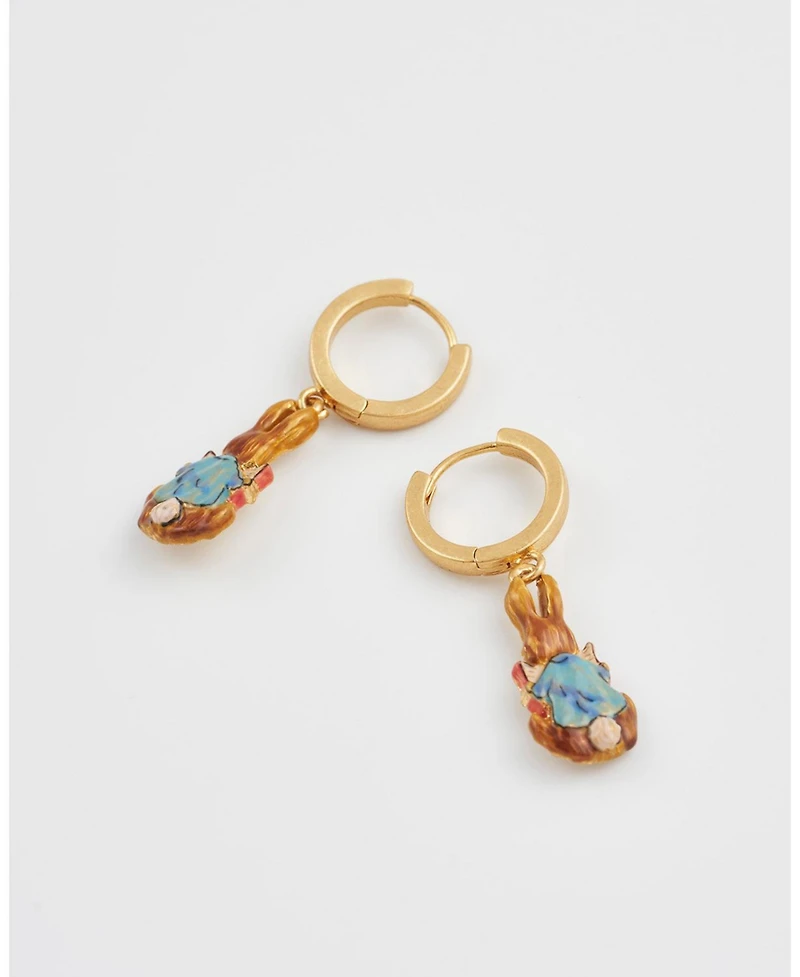 Fable England Peter Rabbit Reading Charm Huggie Earrings