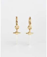 Fable England Gold Rose and Dagger Huggie Earrings