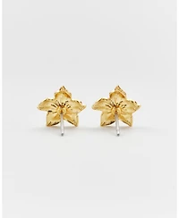 Fable England Gold Jasmine and Pearl Stud Earrings