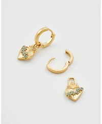Fable England Gold Sacred Heart Huggie Earrings