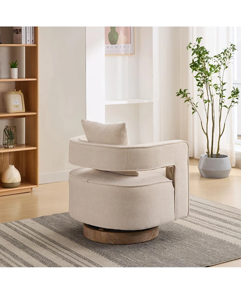 Streamdale Furniture Modern Swivel Accent Chair with Weathered Base