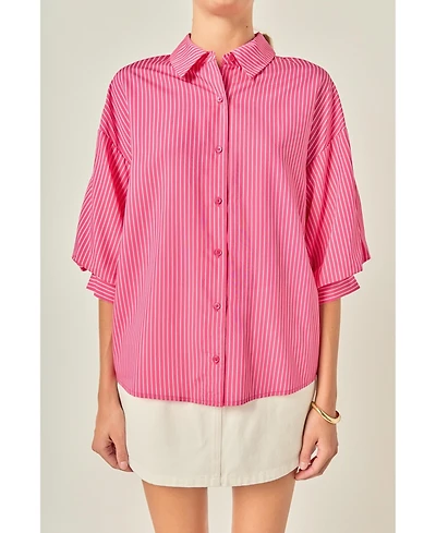 English Factory Women's Striped Ballon Sleeves Shirt