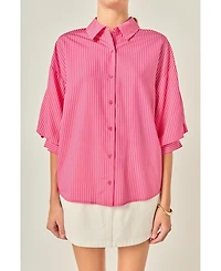 English Factory Women's Striped Ballon Sleeves Shirt