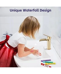 Phying Waterfall Bathroom Faucet Single Handle Bathroom Sink Faucets 1 or 3 Hole Solid Vanity Faucet with Deck Plate