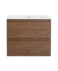 Sillysis Inch Wall Mounted Bathroom Vanity with Ceramic Sink