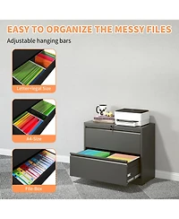 Viyet 35" Lateral File Cabinet - 2 Drawer Metal Locking Storage for Legal and Letter Files