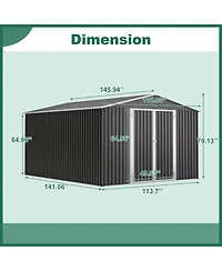 Mondawe 10Feet x12 Feet Outdoor Storage Shed, Utility Metal Tool Storage with Lockable Doors