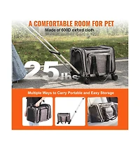Ruie Rolling Pet Carrier with Telescopic Handle for Small Cats and Dogs up to 25 lbs