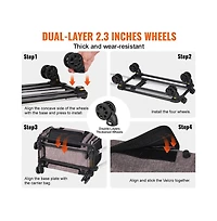 Ruie Rolling Pet Carrier with Telescopic Handle for Small Cats and Dogs up to 25 lbs