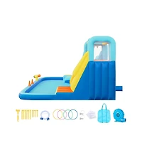 Ruie Inflatable Bounce House Water Slide Splash Pool Climbing Wall for 3 to 4 Kids