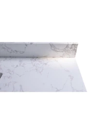 Sillysis 31/37/43 Inch Carrara Marble Stone Vanity Top with Ceramic Undermount Sink and Backsplash