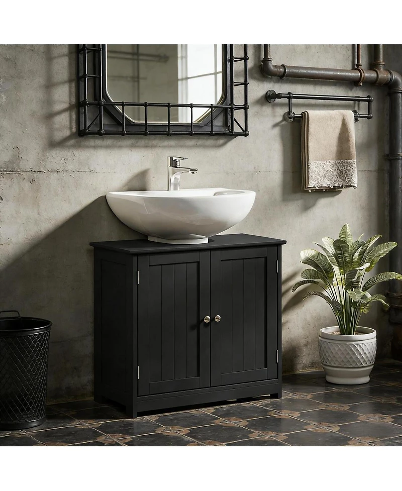 Sillysis 23.5 Inch Under Sink Bathroom Storage Cabinet with Adjustable Shelf, Space Saving Vanity for Small Bathrooms