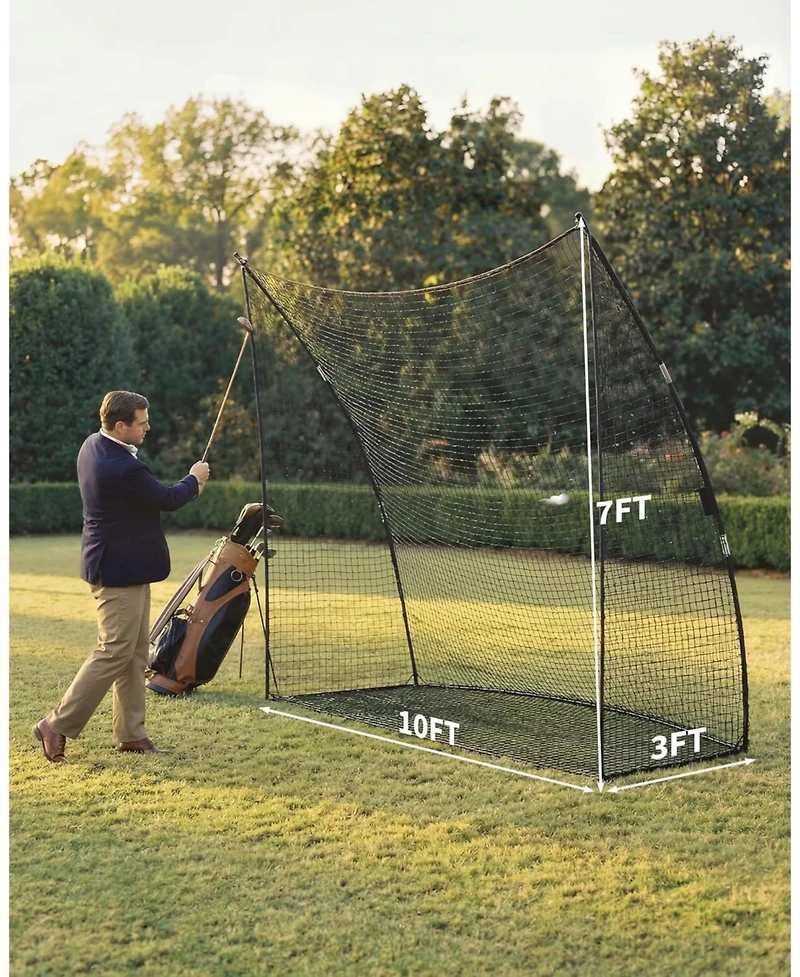 Xo 10 Ft Golf Hitting Net, Portable Golf Practice Net with Carry Bag and Stakes, Backyard Driving Training Equipment