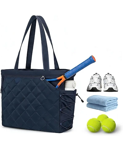Xo Large Tennis Tote Bag, Water-Resistant Quilted Polyester, Holds 2-4 Rackets with Shoe Compartment for Tennis Pickleball