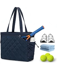 Xo Large Tennis Tote Bag, Water-Resistant Quilted Polyester, Holds 2-4 Rackets with Shoe Compartment for Tennis Pickleball