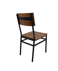 Streamdale Furniture Set of 2 Commercial Grade Farmhouse Dining Chairs with Oak Seat and Metal Frame