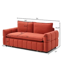 Maison Boucle 3-in-1 Pull Out Sleeper Sofa Bed with Chaise for Small Spaces
