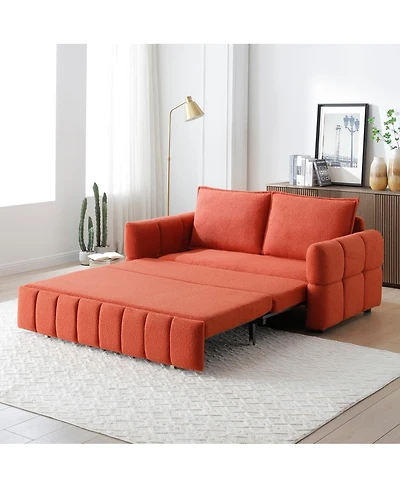 Maison Boucle 3-in-1 Pull Out Sleeper Sofa Bed with Chaise for Small Spaces