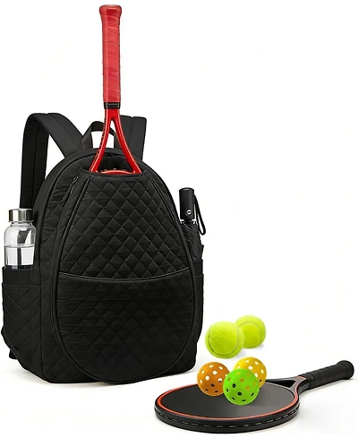 Xo Quilted Tennis Bag, Crossbody Racket Bag for 1-2 Racquets, Pickleball and Badminton with Storage Pockets