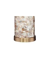 360 Lighting Margaret Modern Coastal Table Lamp 23" High Mother of Pearl Cylinder with Table Top Dimmer Cream Shade for Bedroom Living Room Bedside