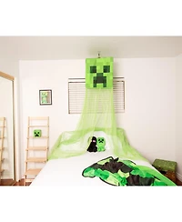 Ukonic Minecraft Creeper Kids Bed Canopy, Hanging Curtain Netting