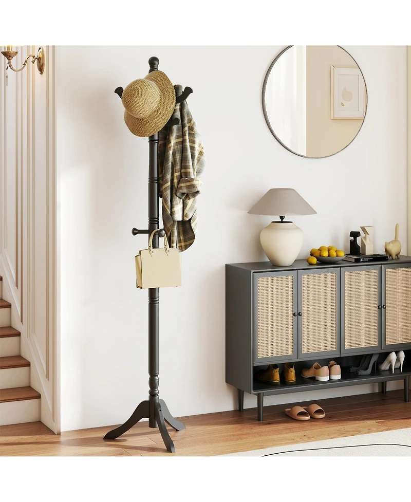Slickblue Entryway Hall Tree with 11 Hooks and Adjustable Heights