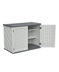 Mondawe 28 Cube.feet Horizontal Outdoor Storage Shed with Removable Shelf, Lockable Weather-Resistant Hdpe Cabinet for Backyard, Patio, Garden