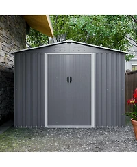 Mondawe 8x6 Feet All-Weather Metal Storage Shed With Lockable Sliding Doors