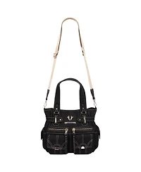 True Religion Women's Multi Pocket Denim Cinch Tote