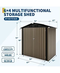 gaomon 6x4Feet Storage Shed Metal Tool Garden Shed for Garden, Backyard