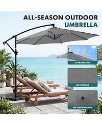 Yiortwo 9.7 Feet Offset Patio Umbrella Cantilever Outdoor Sun Shade With Tilt